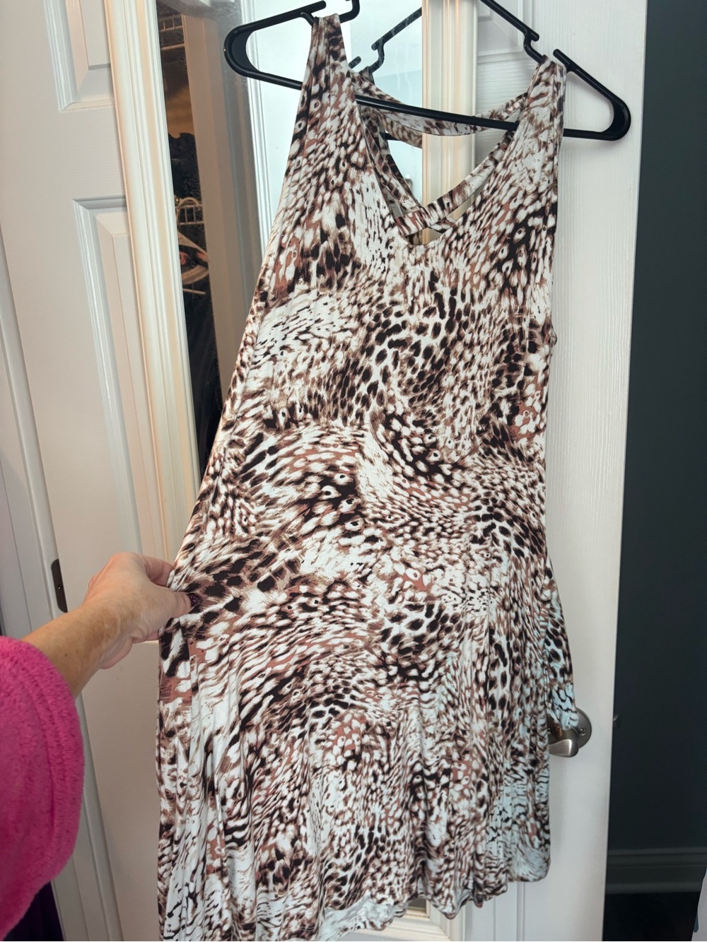 Maurices Brown & White criss cross back Animal Print Dress